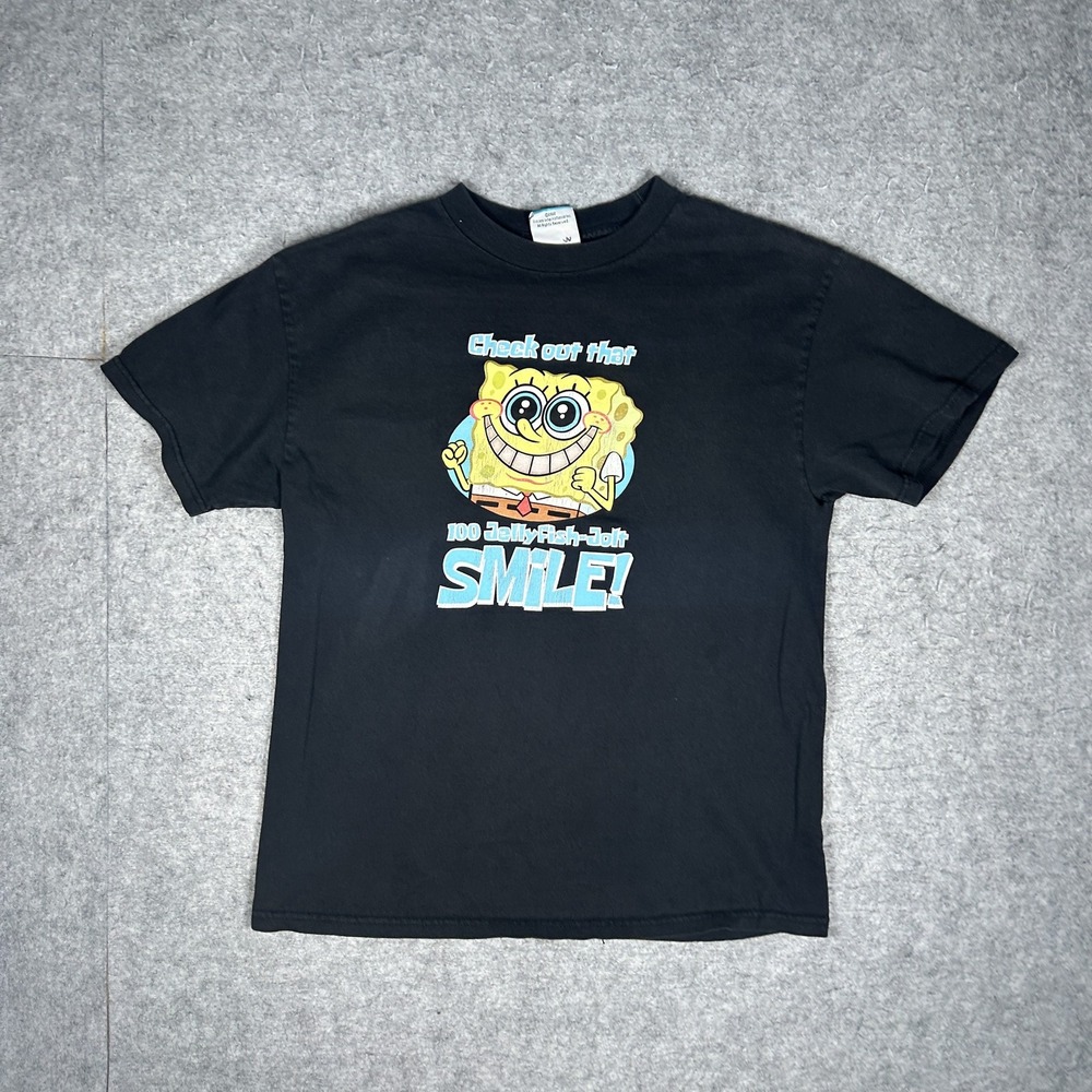 Vintage Nickelodeon SpongeBob SquarePants T-Shirt Unisex Medium Black Y2K Faded